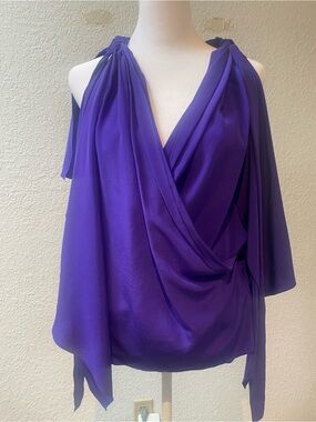 Stunning silk Robert Rodriguez purple draped blouse